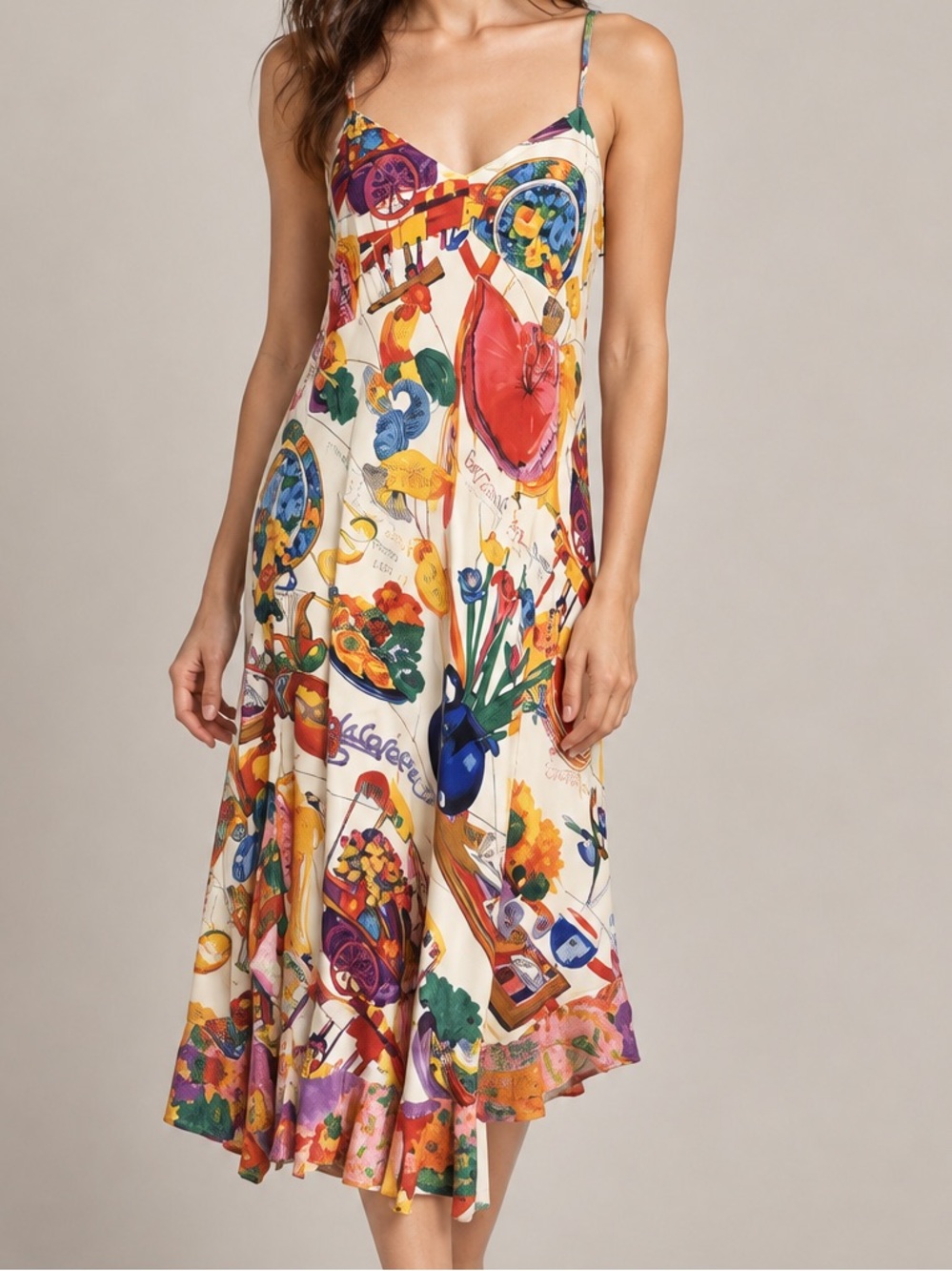 VTG Jams World Foodart La Cocina Print Dress Women’s Sz. M